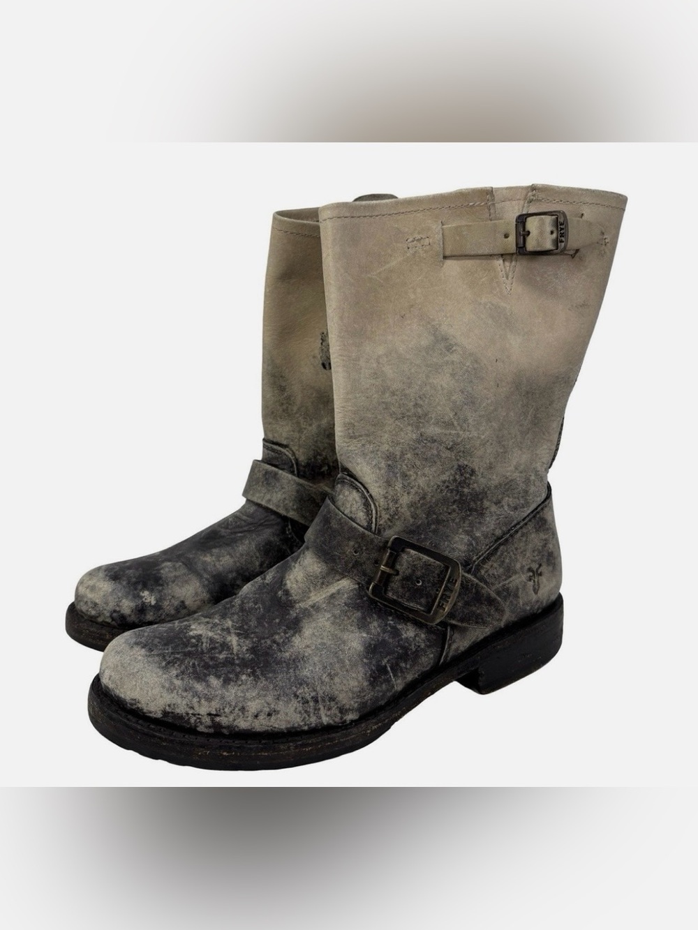 🤠 Frye Women's Two-Tone Distressed Harness Boots 🤠